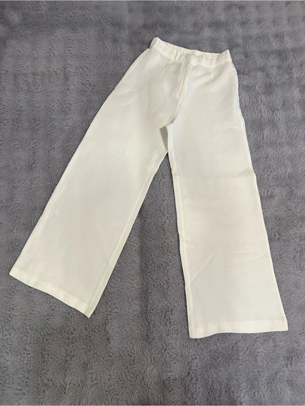 H&M Cream Wide-Leg Linen Pants
